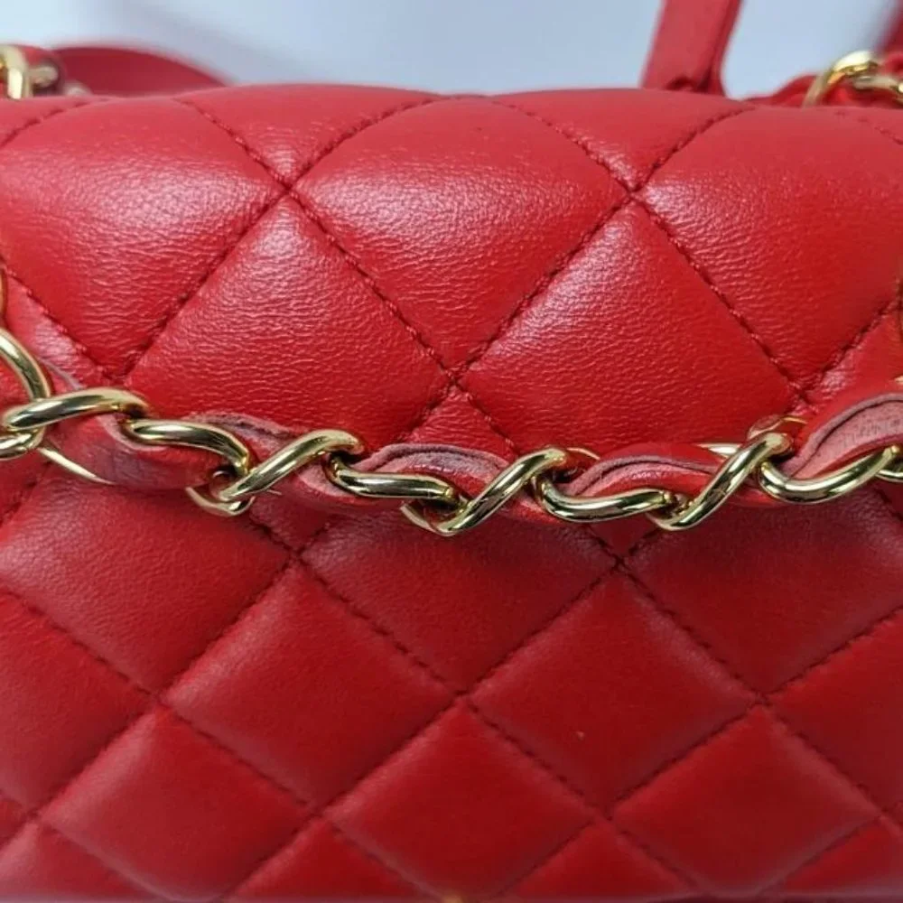 Chanel Mini Urban Spirit Red Lambskin Leather Backpack - Picture 7 of 10